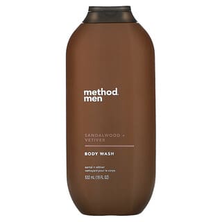 Method, Men, Body Wash, Sandalwood + Vetiver, 18 fl oz (532 ml)