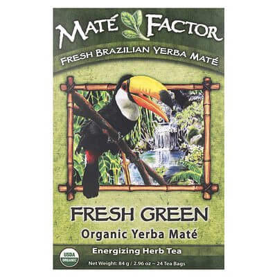 Mate Factor, Organic Yerba Mate, Fresh Green Tea, 24 Bags, 2.96 oz (84 g)