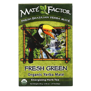 Mate Factor, Erva-mate Orgânica, Verde Fresco, 24 Saquinhos de Chá, 2,96 oz (84 g)