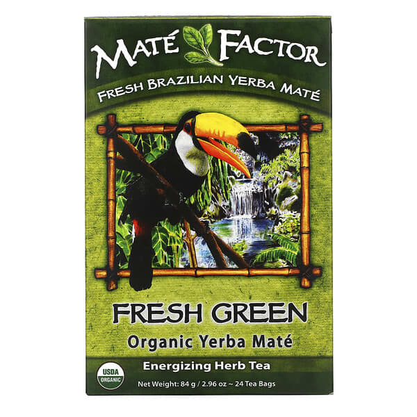 Mate Factor, オーガニック ヤーバ マテ, Fresh Green, 24 Tea Bags, 2.96 oz (84 g)
