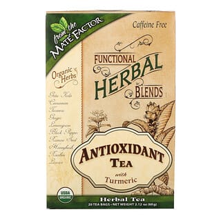 Mate Factor, Антиоксидантный чай с куркумой, без кофеина, 20 чайных пакетиков, 2,12 унции (60 г)