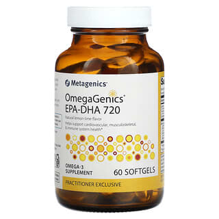 Metagenics, OmegaGenics EPA-DHA 720, 천연 레몬 라임 맛, 소프트젤 60정