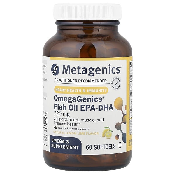 Metagenics, OmegaGenics®，魚油 EPA-DHA，天然檸檬酸橙味，720 毫克，60 粒軟膠囊