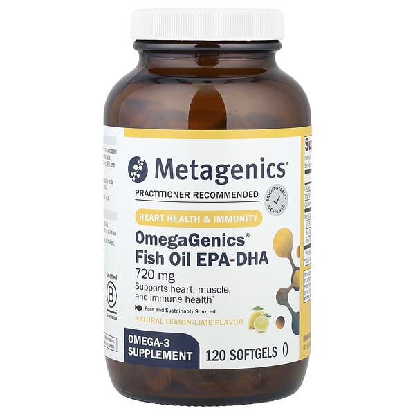 Metagenics, OmegaGenics®，魚油 EPA-DHA，天然檸檬酸橙味，720 毫克，120 粒軟膠囊