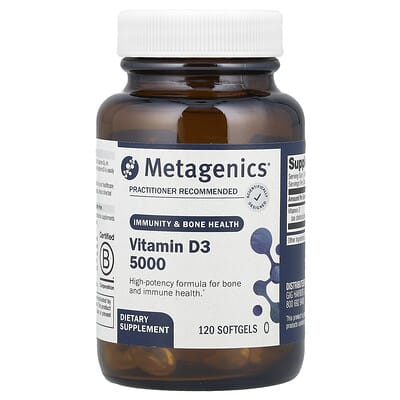 Metagenics, 維他命 D3 5000，125 微克（5000 國際單位），120 粒軟膠囊