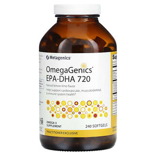 ميتاجينكس‏, OmegaGenics EPA-DHA 720 ، ليمون بنزهير طبيعي ، 240 كبسولة هلامية