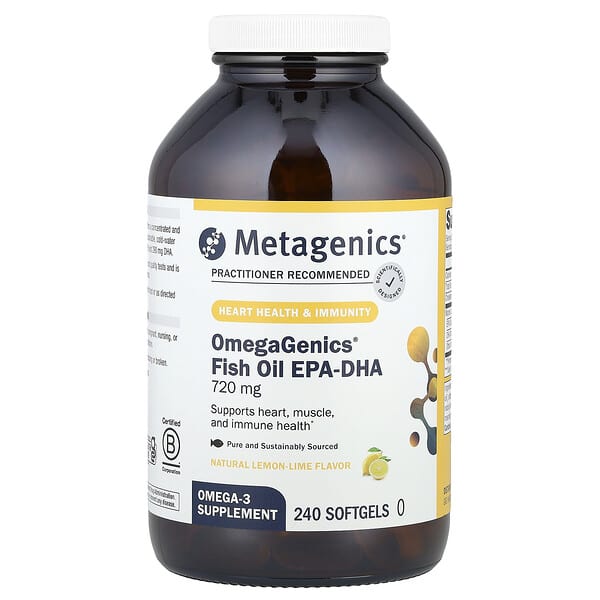 Metagenics OmegaGenics®, Fish Oil EPA-DHA, Natural Lemon-Lime, 720 mg, 240 Softgels