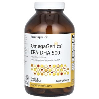 Metagenics, OmegaGenics, ЭПК и ДГК 500, натуральный лимон, 240 мягких таблеток