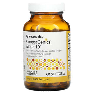 Metagenics, OmegaGenics Mega 10, OmegaGenics Mega 10, natürliche Zitrone, 60 Weichkapseln