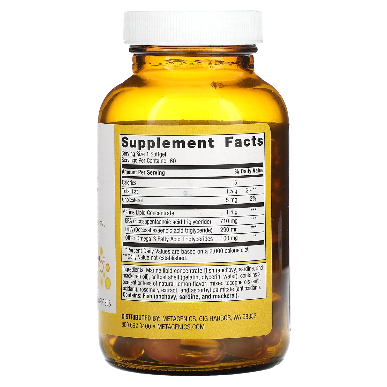 Metagenics, OmegaGenics EPADHA 1000, Natural Lemon, 60 Softgels