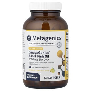 Metagenics, OmegaGenics®, EPA-DHA de aceite de pescado, Limón natural, 1000 mg, 60 cápsulas blandas