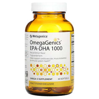 Metagenics, OmegaGenics EPA-DHA 1000, Limón natural, 60 cápsulas blandas