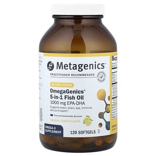 Metagenics, OmegaGenics®, 5-in-1 피쉬 오일, 천연 레몬, 소프트젤 120정