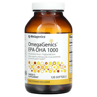 Metagenics, OmegaGenics EPA-DHA 1000, limone naturale, 120 capsule molli