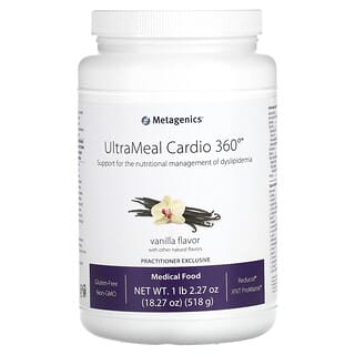 Metagenics, UltraMeal Cardio 360°, медичний корм, ваніль, 518 г (1 фунт 2,27 унції)