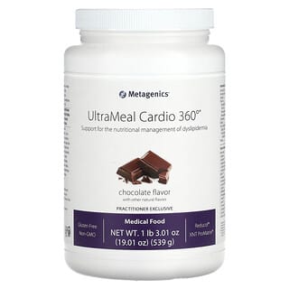 Metagenics, UltraMeal Cardio 360 °, медицинское питание, шоколад, 1 фунт 3,01 унции (539 г)