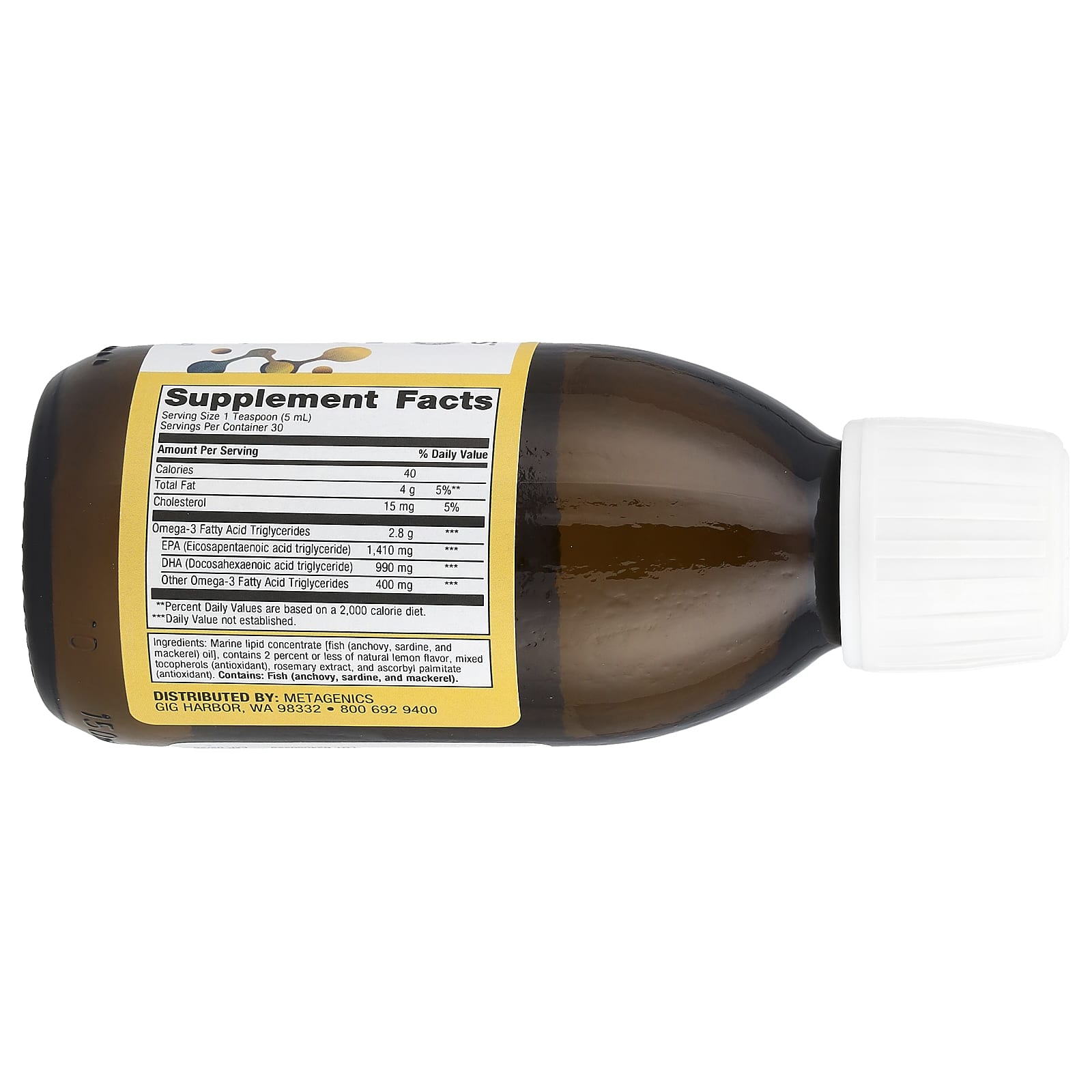 Metagenics, OmegaGenics®, Fish Oil EPADHA Liquid, Natural Lemon, 5 fl