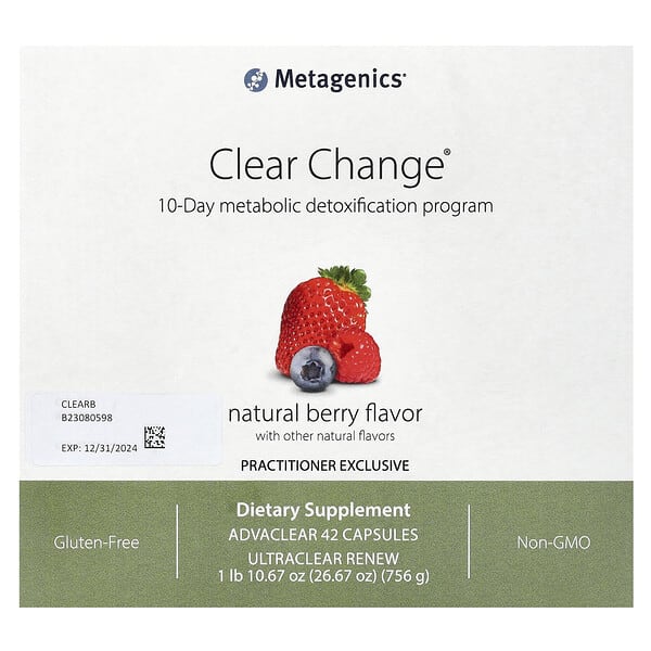 Clear Change, 10-Day Metabolic Detoxification Program, Natural Berry, 3 Piece Kit