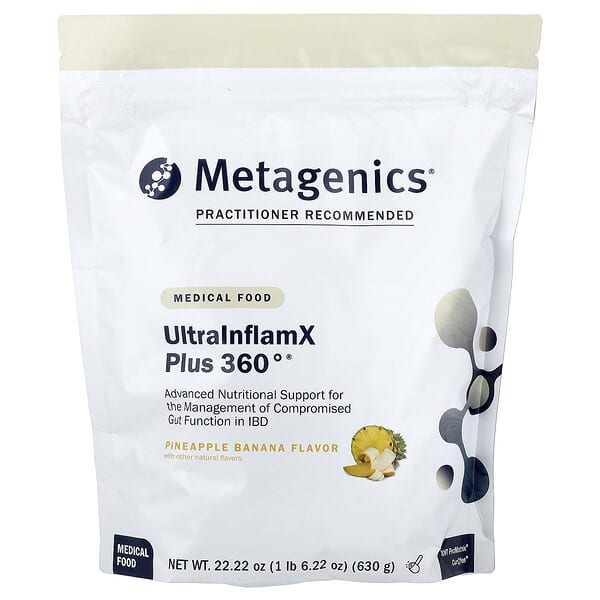 Metagenics, UltraInflamX Plus 360°, 의료 식품, 파인애플 바나나 맛, 630g(22.22oz)