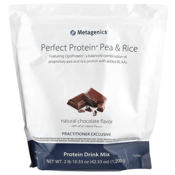Metagenics, Perfect Protein® Pea & Rice, Natural Chocolate, 2 lb 10.33 oz (1,200 g) (Discontinued Item) — product photo 1