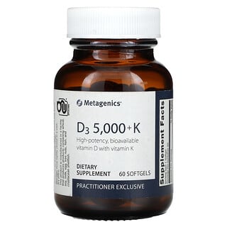 Metagenics, D3 5000 + K, 60 capsules à enveloppe molle