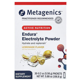 Metagenics, Endura，柠檬水，30 袋，0.2 盎司（5.56 克）每份