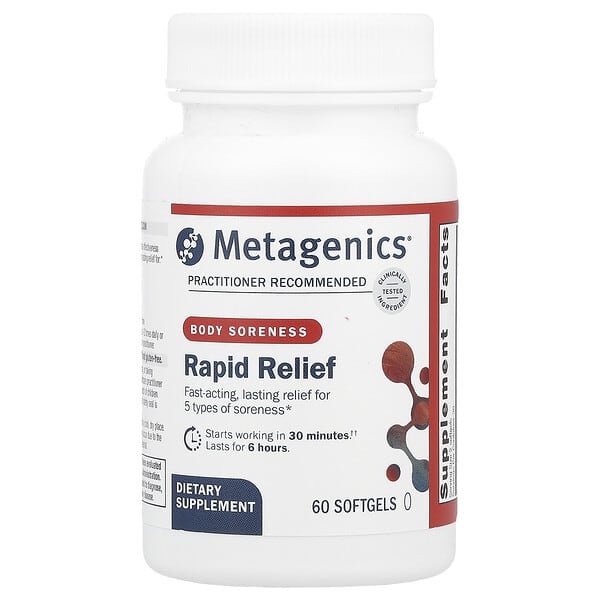 Metagenics Rapid Relief, Body Soreness, 60 Softgels