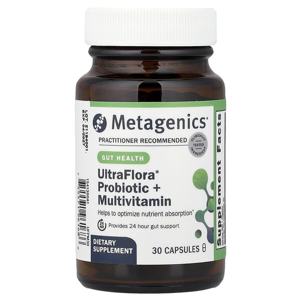 Metagenics, UltraFlora®, 프로바이오틱 + 종합비타민, 캡슐 30정