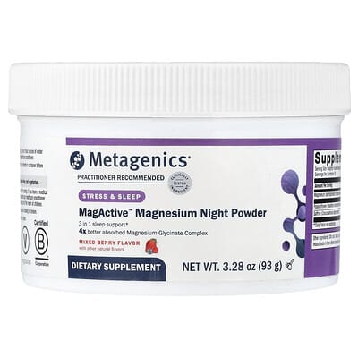 Metagenics, MagActive™ Nighttime Help Magnesium Powder, Assorted Berry Flavor, 3.28 oz (93 g)