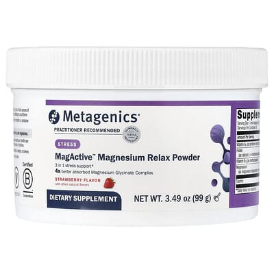 Metagenics, MagActive™ Relaxing Magnesium Powder, Strawberry, 3.49 oz (99 g)