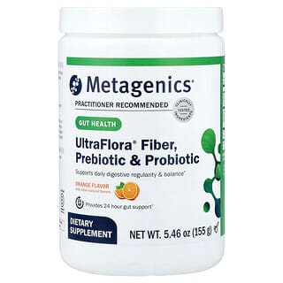 Metagenics, Fibra UltraFlora®, Suplemento prebiótico y probiótico, Naranja, 155 g (5,46 oz)