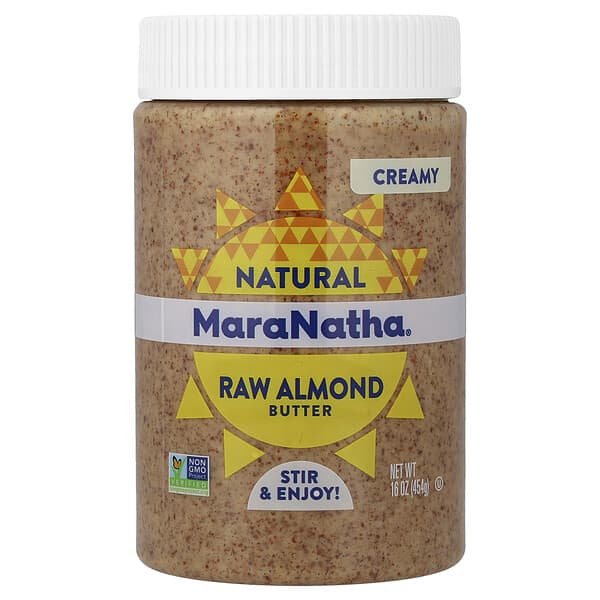 MaraNatha, 무가공 아몬드 버터, 크리미, 454g(16oz)