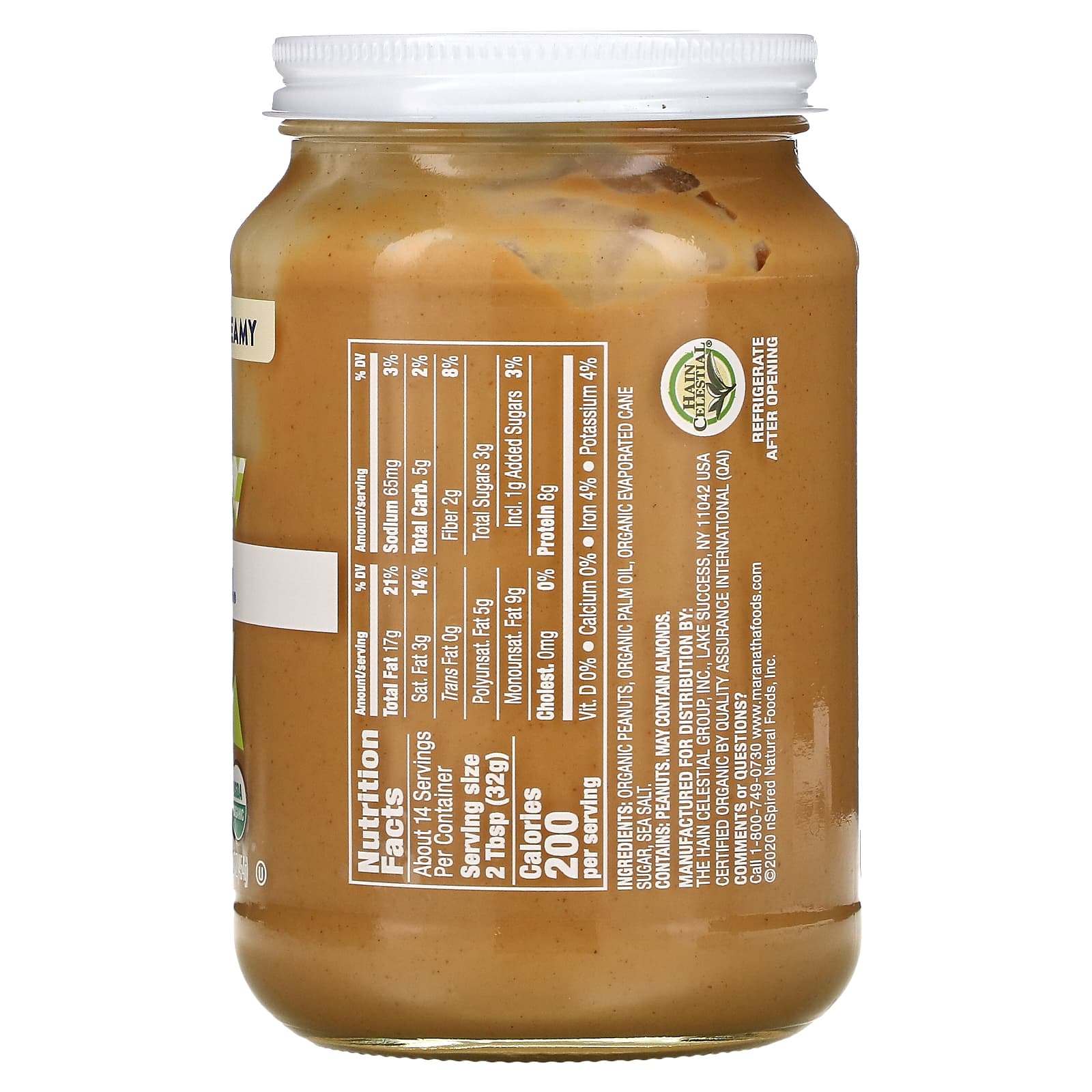 MaraNatha, Organic Peanut Butter, Creamy, 16 Oz (454 G)