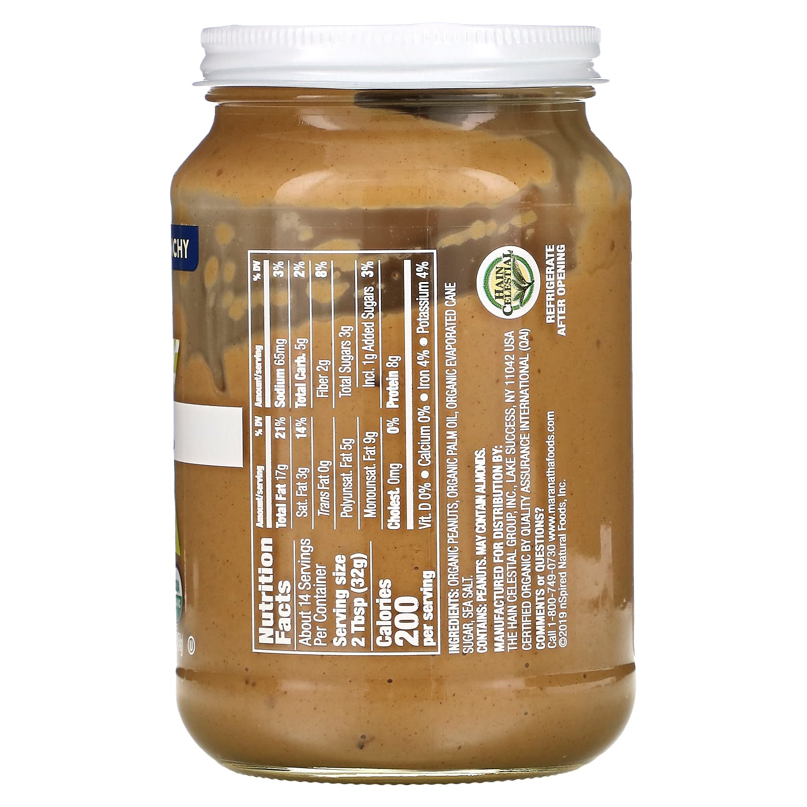 MaraNatha, Organic Peanut Butter, Crunchy, 16 Oz (454 G)