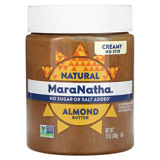 MaraNatha‏, חמאת שקדים טבעית, בטעם קרמי, 340 גרם (12 אונקיות)