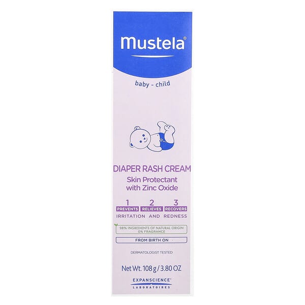 Mustela, Baby-Child, крем від пелюшкового дерматиту, без ароматизаторів, 108 г (3,8 унції)
