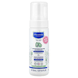Mustela, Sampo Busa untuk Bayi Baru Lahir dengan Polifenol Alpukat, Untuk Cradle Cap, 150 ml (5,07 ons cairan)