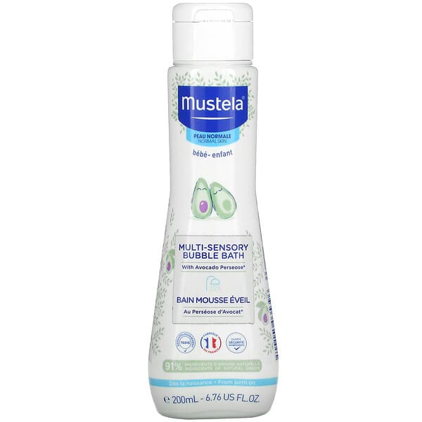 Mustela, 赤ちゃん用、アボカド成分配合マルチセンサリーバブルバス、普通肌用、200ml（6.76液量オンス）