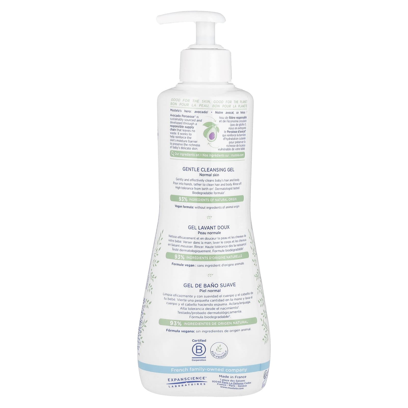 Mustela, Baby, Ніжний очищаючий гель для волосся та тіла з авокадо, для ...