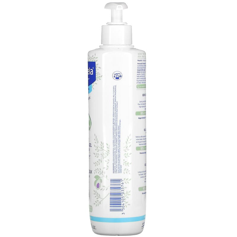 Mustela Baby Gel limpiador 2 en 1 – Limpiador para el cuerpo y el cabello  para bebés – con aguacate natural – Fórmula biodegradable y sin desgarros –