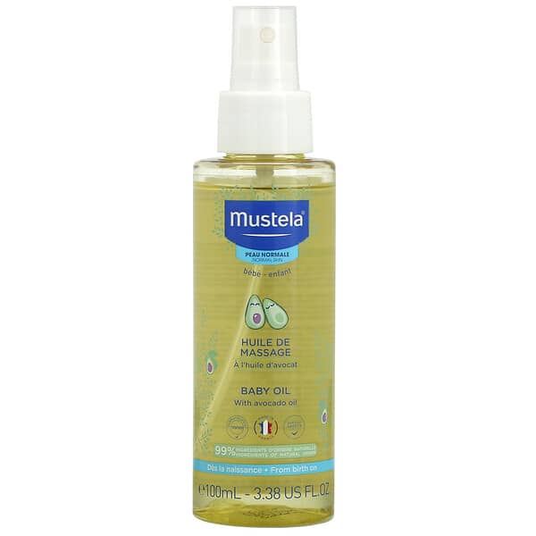 Mustela, アボカドオイル配合ベビーオイル、100ml（3.38液量オンス）