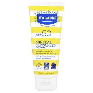 Mustela, Baby, Mineral Sunscreen, Face + Body, SPF 50, 3.38 fl oz (100 ml)