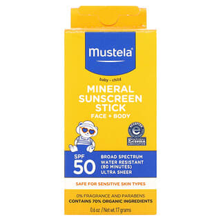 موستيلا‏, Baby - قلم واقي شمسي معدني للأطفال ، عامل حماية من الشمس 50 ، 0.6 أونصة (17 جم)