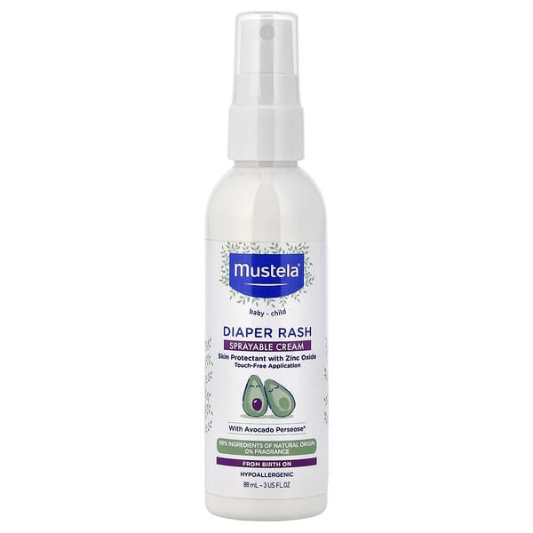Mustela, 베이비-차일드, 기저귀 발진, 스프레이형 크림, 향료 무함유, 88ml(3fl oz)