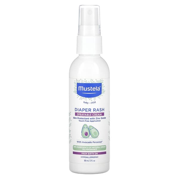 Mustela‏, תפרחת חיתולים, קרם לריסוס, ללא ריח, 88 מ"ל (3 אונקיות נוזל)
