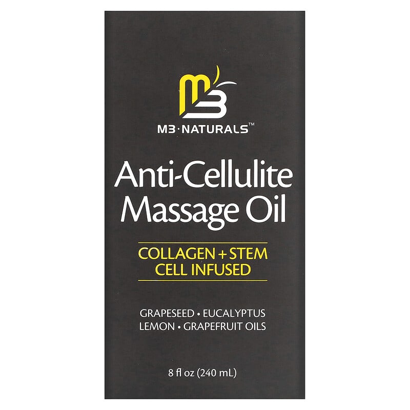 M3 Naturals Anti Cellulite Massage Oil Infused with Collagen and Stem Cell  Help Tighten Tone Stretch Marks Cream Natural Skin Firming Cellulite Sore