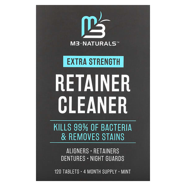 M3 Naturals, Retainer Cleaner, Mint, 120 Tablets