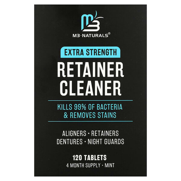 M3 Naturals, Retainer Cleaner, Mint, 120 Tablets