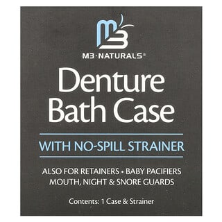 M3 Naturals, Estuche de baño para dentaduras postizas sin filtro para evitar derrames, 1 juego