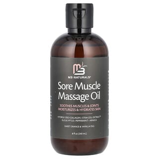 M3 Naturals, Olio da massaggio per dolori muscolari, arancia dolce e vaniglia, 240 ml